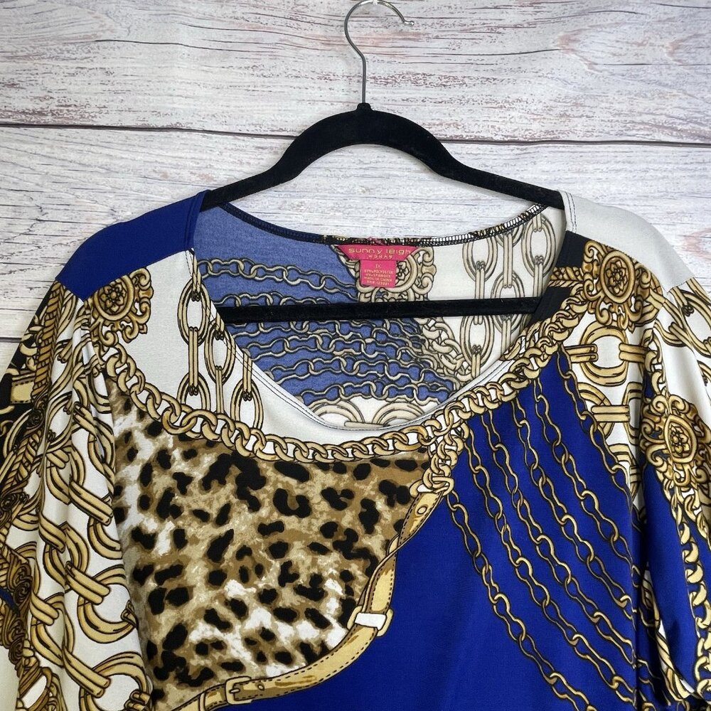 Sunny Leigh Shift Dress‎ Size 1X Equestrian Print Royal Blue BOHO Fairycore - Picture 3 of 9